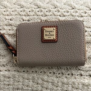 Dooney & Bourke Pebble Leather Card Holder-Wallet  in Taupe